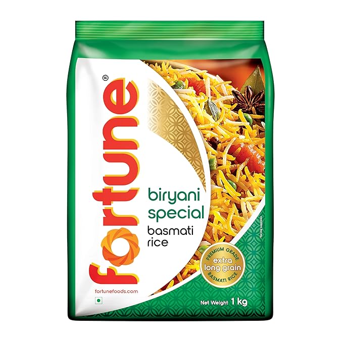 FORTUNE Biryani Special Basmati Rice, 1 kg |Extra Long Grain Basmati rice (Up to 24 mm) | Ideal for Biryani