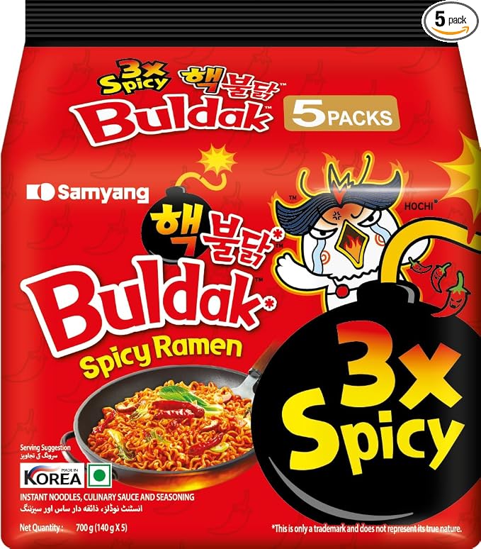 Samyang Ramen Buldak 3X Spicy Instant Noodles (140 gram, Pack of 5)
