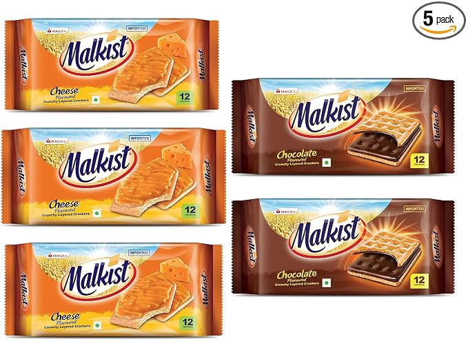 Malkist Cheese and Chocolate 2 Flavored Crunchy Crackers Biscuits